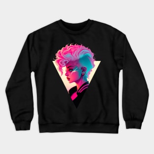 Vaporwave Vapor Girl with Mowhawk Crewneck Sweatshirt